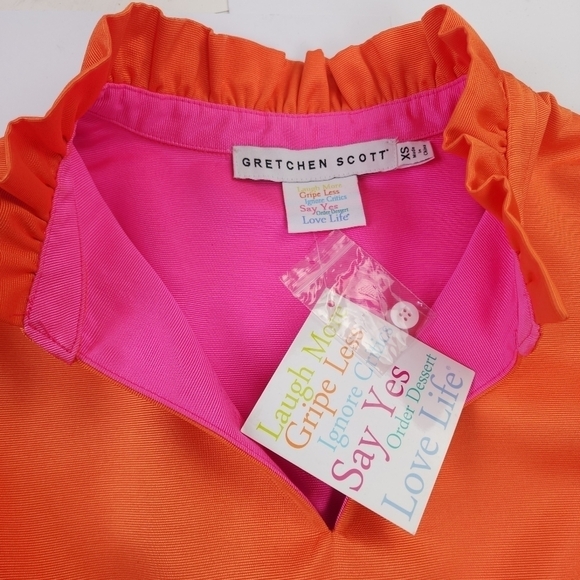 New Gretchen Scott Orange Ruffle Pocketed Dress Sz XS - Picture 7 of 16